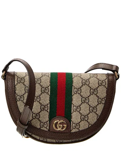 Gucci Ophidia Mini Gg Supreme Canvas & Leather Shoulder Bag In Brown