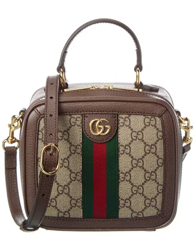Gucci Ophidia Mini Gg Supreme Canvas & Leather Top Handle Bag In Brown