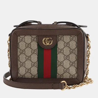 Pre-owned Gucci Ophidia Mini Shoulder And Cross Bag In Beige