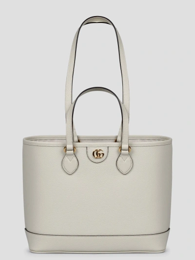 Gucci Ophidia Leather Tote Bag In White