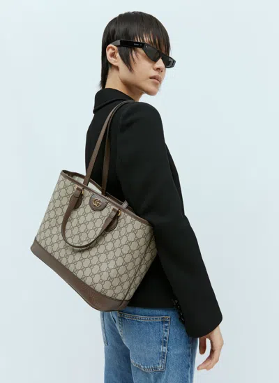 Gucci Mini Ophidia Gg Canvas Tote Bag In Brown