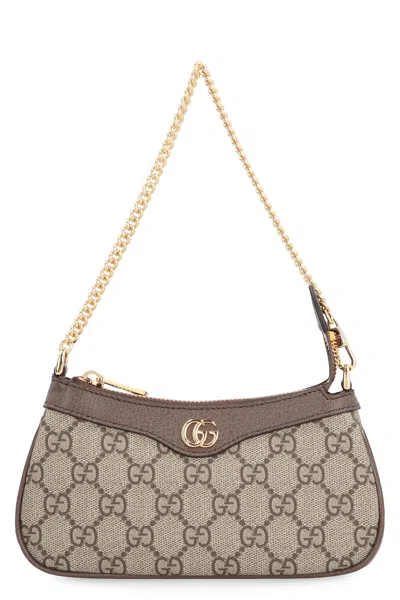 Gucci Ophidia Mini Zip Chain Card Case Bag In Brown