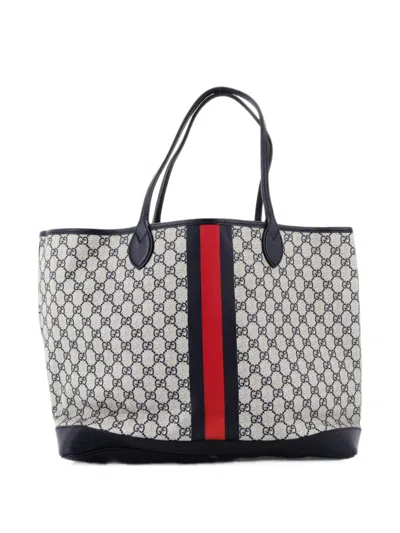 Pre-owned Gucci Ophidia Open Shopping Gg Coated Canvas Large Tote Bag In Black