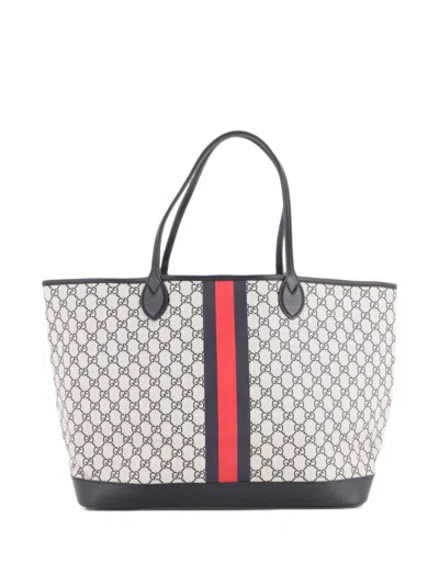 Pre-owned Gucci Ophidia Open Shopping Gg Coated Canvas Large Tote Bag In Black