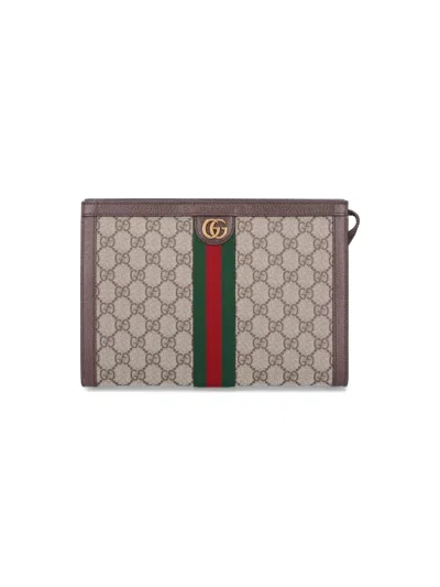 Gucci "ophidia" Pouch In Beige