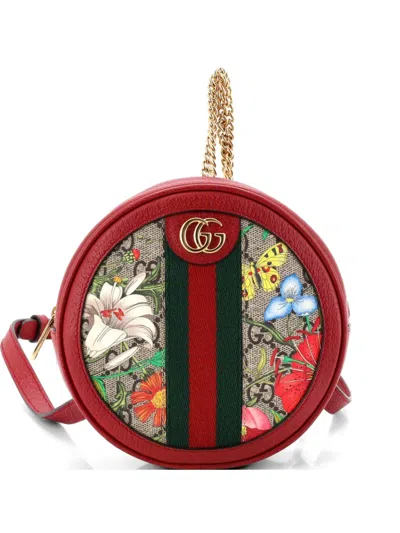 Pre-owned Gucci Ophidia Round Flora Gg Coated Canvas Mini Backpack In Multi