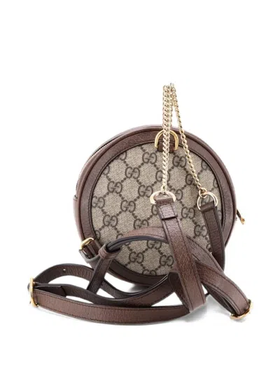 Pre-owned Gucci Ophidia Round Gg Coated Canvas Mini Backpack In Brown
