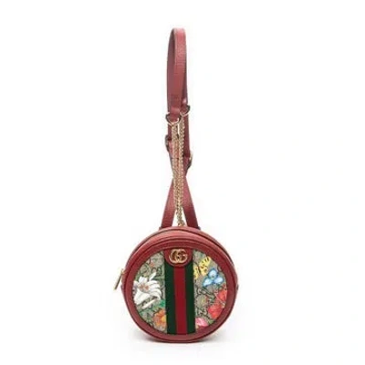 Pre-owned Gucci Ophidia Round Mini Backpack In Red