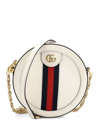 Pre-owned Gucci Ophidia Round Shoulder Bag Leather Mini Crossbody Bag In Neutral
