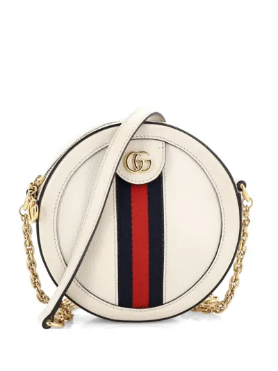 Pre-owned Gucci Ophidia Round Shoulder Bag Leather Mini Crossbody Bag In Neutral