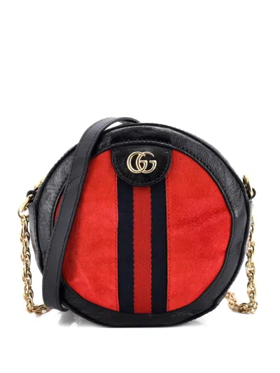 Pre-owned Gucci Ophidia Round Shoulder Bag Suede Mini Crossbody Bag In Red