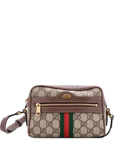Pre-owned Gucci Ophidia Shoulder Bag Gg Coated Canvas Mini Crossbody Bag In Brown
