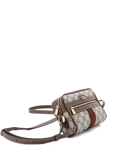 Pre-owned Gucci Ophidia Shoulder Bag Gg Coated Canvas Mini Crossbody Bag In Brown