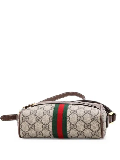 Pre-owned Gucci Ophidia Shoulder Bag Gg Coated Canvas Mini Crossbody Bag In Brown
