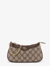 Gucci Women Beige Shoulder Bag With Gg Plaque On The Front And Chain-link Handle In Gg Canvas Woman In Sand