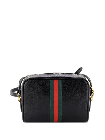 Pre-owned Gucci Ophidia Shoulder Bag Leather Mini Crossbody Bag In Black