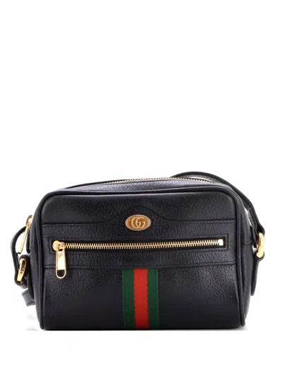 Pre-owned Gucci Ophidia Shoulder Bag Leather Mini Crossbody Bag In Black