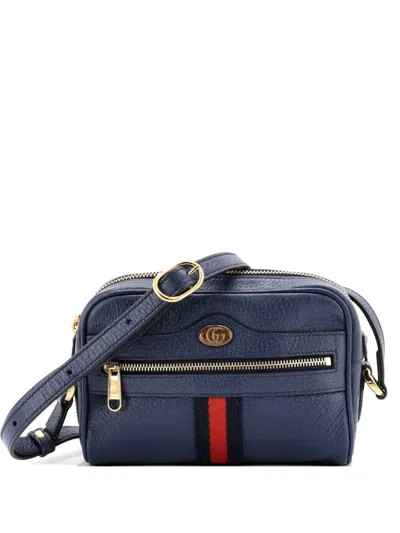 Pre-owned Gucci Ophidia Shoulder Bag Leather Mini Crossbody Bag In Blue