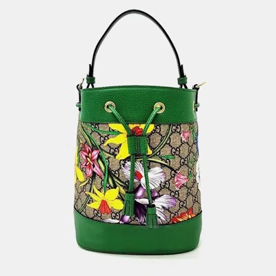 Pre-owned Gucci Ophidia Small Bucket Bag In Green