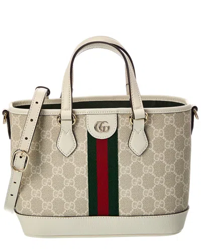 Gucci Ophidia Small Canvas & Leather Tote In Brown