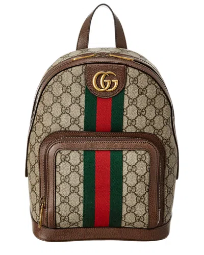 Gucci Ophidia Small Gg Supreme Canvas & Leather Backpack In Brown