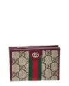 Gucci Ophidia Small Gg Supreme Canvas & Leather Card Case In Red