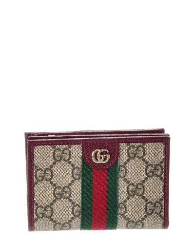 Gucci Ophidia Small Gg Supreme Canvas & Leather Card Case In Red