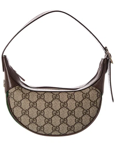 Gucci Ophidia Small Gg Supreme Canvas & Leather Hobo Bag In Brown