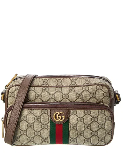 Gucci Ophidia Small Gg Supreme Canvas & Leather Messenger Bag In Neutral