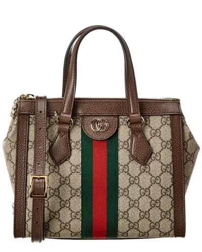 Gucci `ophidia Gg` Small Tote Bag In Brown