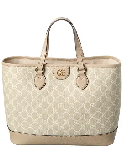 Gucci Ophidia Small Gg Supreme Canvas & Leather Tote In Neutral
