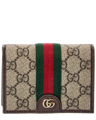 Gucci Ophidia Small Gg Supreme Canvas & Leather Wallet In Brown