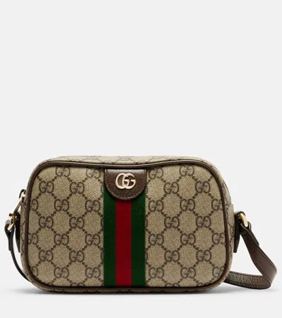 Gucci Ophidia Small Leather-trimmed Crossbody Bag In Sand
