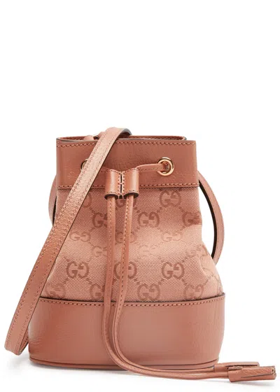 Gucci Ophidia Small Monogrammed Bucket Bag, Leather Bag, Pink In Pattern