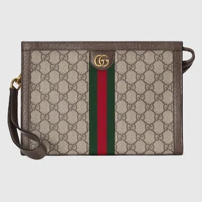 Gucci Men Printed Gg Supreme Fabric Ophidia Clutch In Multi