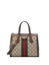 Gucci Small Ophidia Gg Supreme Top Handle Bag In Brown