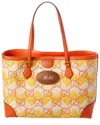 Gucci Ophidia Straw & Leather Tote In Orange