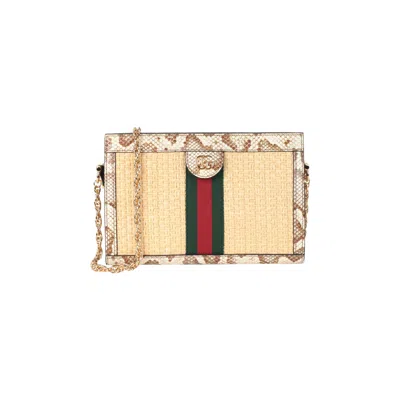 Pre-owned Gucci Ophidia Straw Small Shoulder Bag 'natural' | Cream | Women's Size Onesize In White