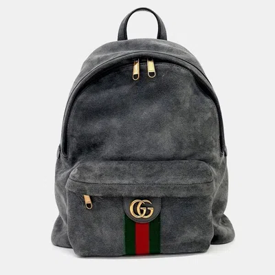 Pre-owned Gucci Ophidia Suede Backpack (834466) In Grey