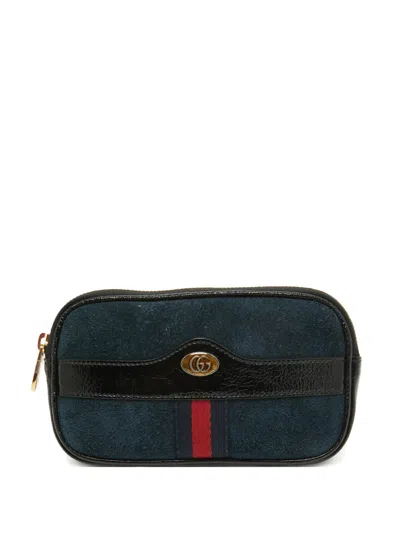 Pre-owned Gucci Ophidia Suede Belt Bag In Blue