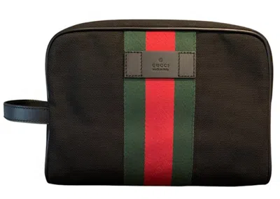 Pre-owned Gucci Ophidia Toiletry Bag Mini Web Stripe In Black