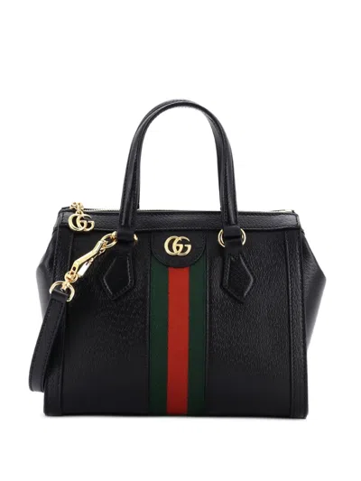 Pre-owned Gucci Ophidia Top Handle Tote Leather Small Satchel In Black