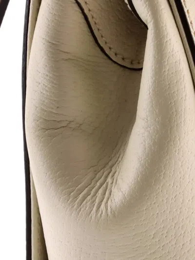 Pre-owned Gucci Ophidia Top Handle Tote Leather Small Satchel In Neutrals
