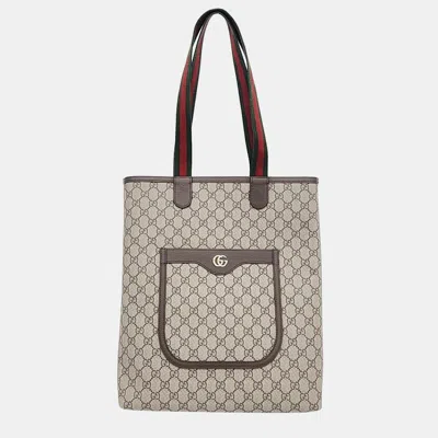 Pre-owned Gucci Ophidia Tote Bag (744544) In Beige