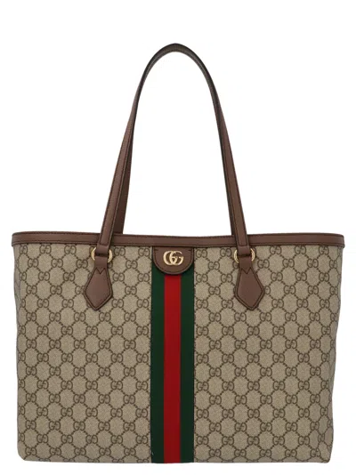 Gucci Ophidia Tote Bag Beige In Brown