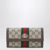 Gucci Ophidia Wallet In Beige/ebony Gg Fabric