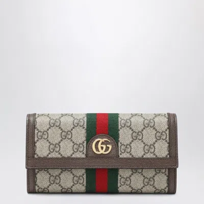 Gucci Ophidia Wallet In Beige/ebony Gg Fabric