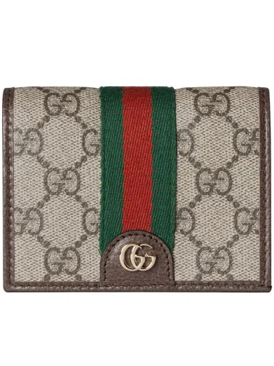 Gucci Ophidia Wallet In Gg Fabric In Beige