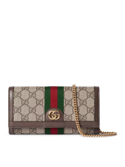Gucci Ophidia Wallet With Chain In Nude & Neutrals
