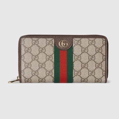 Gucci Ophidia Wallet With Zipper In Brown